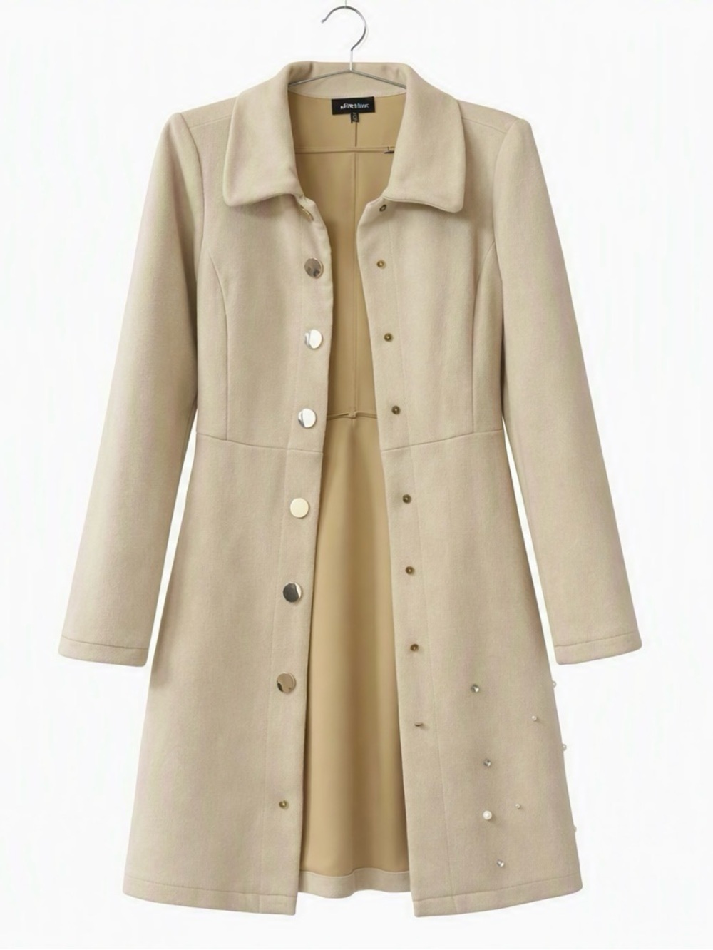 Alice Blue Cream Long Single-Breasted Trench Coat